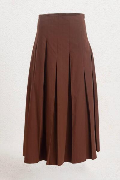 BSL Pileli Midi Cotton Etek