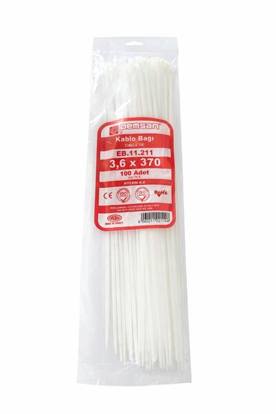 Pemsan çok amaçlı ayarlabilir 3,6 370 beyaz plastik kelepçe