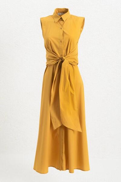 BSL Cotton Midi Gömlek Elbise