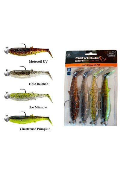 Savage Gear Cannibal Shad 12.5cm 20gr+12.5gr Clear Water 4Adet Hazır Silikon ...