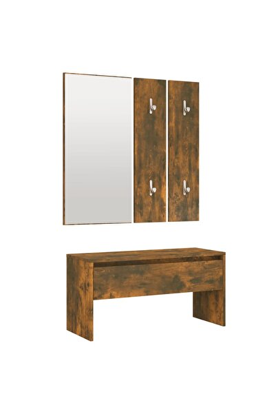vidaxl Set de mobilier pentru hol, stejar fumuriu, lemn prelucrat