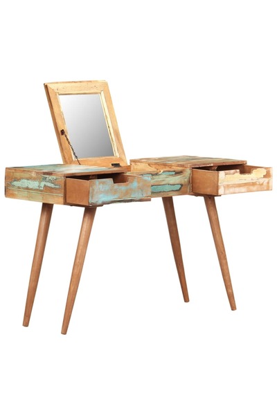 vidaxl Masă de toaletă cu oglindă, 112x45x76 cm, lemn masiv reciclat