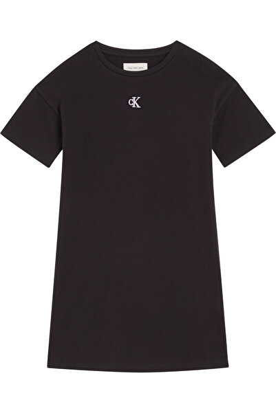 Calvin Klein Ck Kız Çocuk Monogram Siyah T-Shirt Elbise
