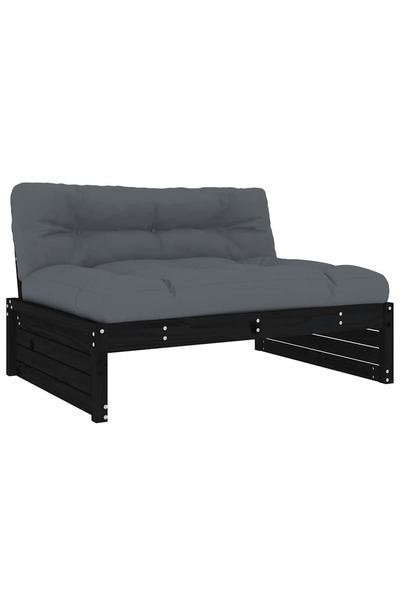 vidaxl Canapea de mijloc, 120x80 cm, negru, lemn masiv de pin