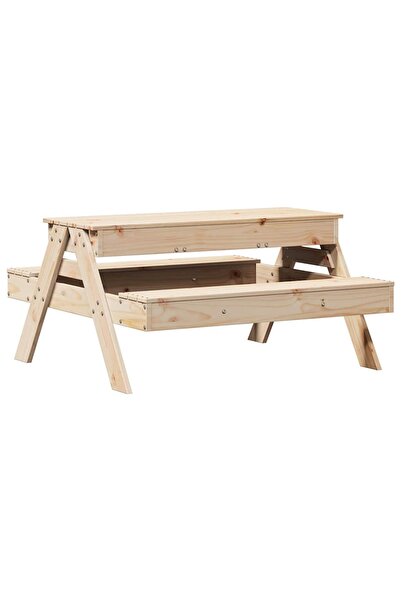 vidaxl Masă de picnic cu groapă de nisip pentru copii, lemn masiv pin