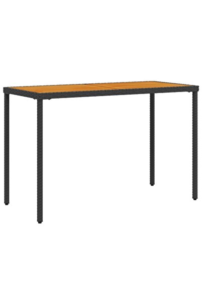 vidaxl Masă grădină blat din lemn acacia, negru 115x54x74 cm poliratan