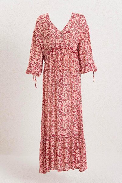 BSL Fırfırlı Oversize Midi Elbise