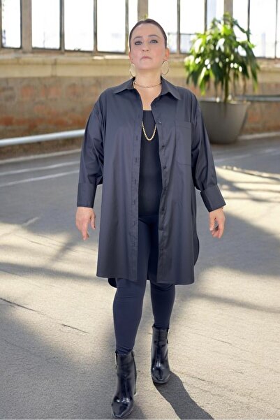 yagmurberen Button Closure Front Back Asymmetric Cut Cuff Sleeves Wide Fit Po...