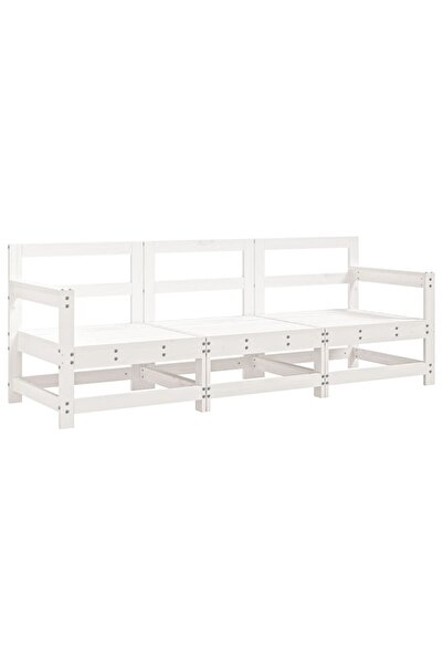 vidaxl Set mobilier de grădină, 3 piese, alb, lemn masiv de pin