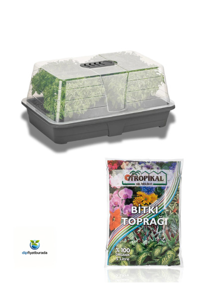 SERİNOVA Mini Hobi Sera SETİ , 4,1 Litre Fide Tohum Yetiştirme Fanusu ve 5 LT...