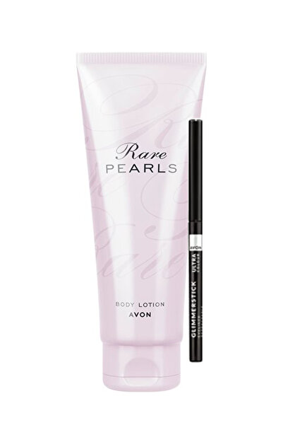 AVON Set Rare Pearls – Loțiune de corp + Contur retractabil pentru ochi negru