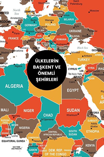 Pi Papers Şehirli Şeffaf Dünya Haritası 150x95 cm - Yapışkansız Yaz Sil Duvar Haritası - Bayraklı