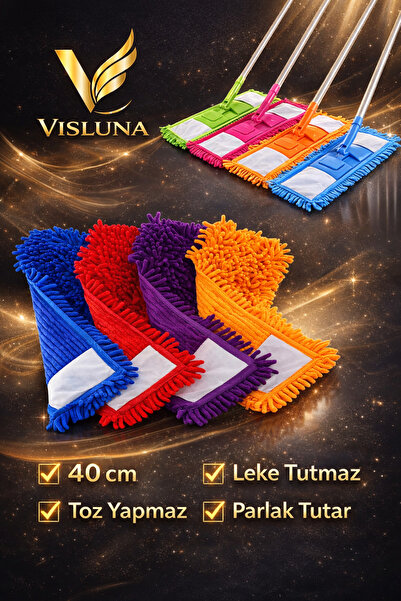 VİSLUNA 1 ADET Mikrofiber Makarna Mop Yedek Bezi – 40 cm Güçlü Temizlik, Leke...