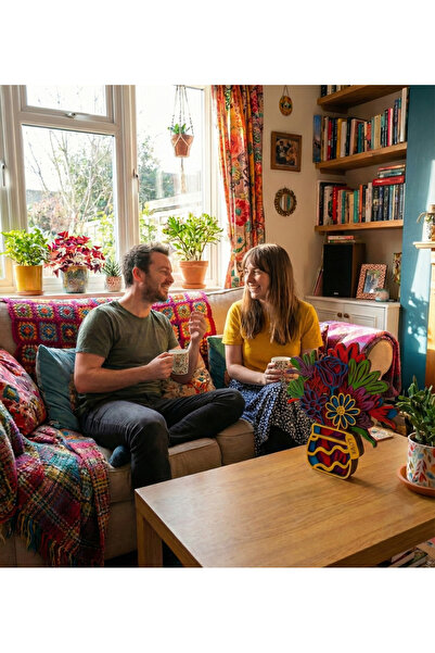 Andifli Dizayn 7 Katlı Derinlik Etkili Ahşap Çiçek Vazosu - Özel Tasarım Renk...