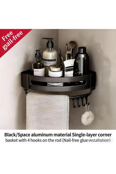 Generic رف زاوية للاستحمام من الألومنيوم المقاوم للصدأ، رف مثلث الشكل سهل الت...