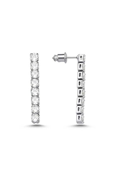 Merano Design 4mm Rhodium Su Yolu Küpe