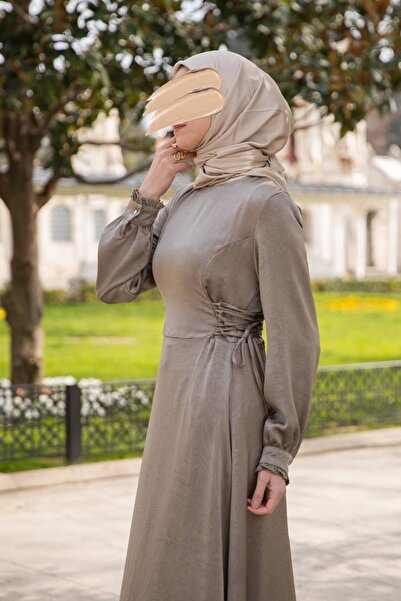 Nissra Ankanoor Kraş Satin Waist-Sitting Side-British Dress 145cm Anka265143