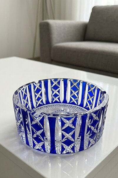 DECOSTYLE 13506 Denizli Glass Handmade 3 Groove Ashtray; Diameter: 12.5 cm He...