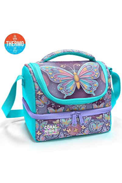 Coral High Kids Pastel Colored Butterfly Patterned Thermo Two-Layer Nutrition...