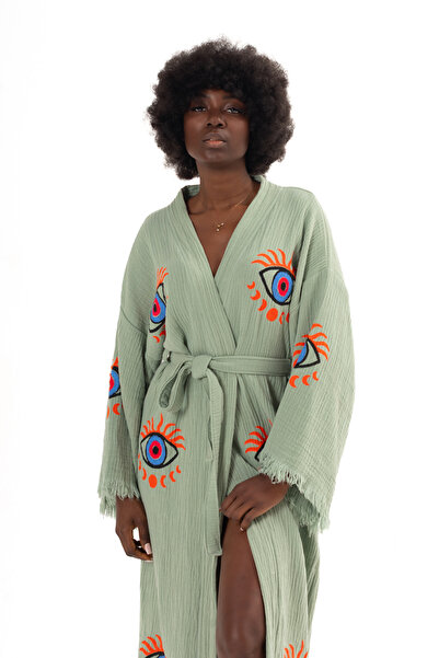 Denizli Kimono 100% قطن قطن عضوي أيه أوتوس آيز موديل مطبوع كيمونو موسلين، ردا...