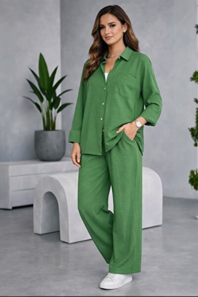bb butik basic Women's Comfortable Ayrobin Fabric Casual Shirt and Pants Two-...