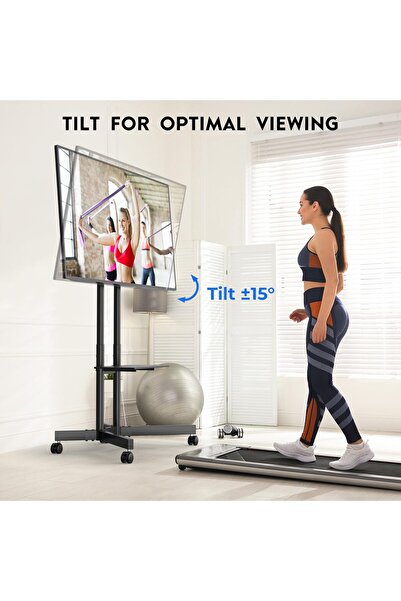 Lorraya 🚪 حامل تلفزيون متحرك موفر للمساحة | من 32 إلى 75 بوصة | عربة تلفزيون...