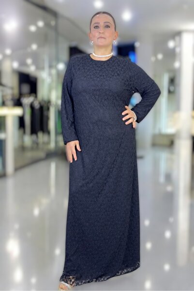 yagmurberen Lined Lycra Draped Wide and Comfortable Cut Plus Size Dant Lace İse