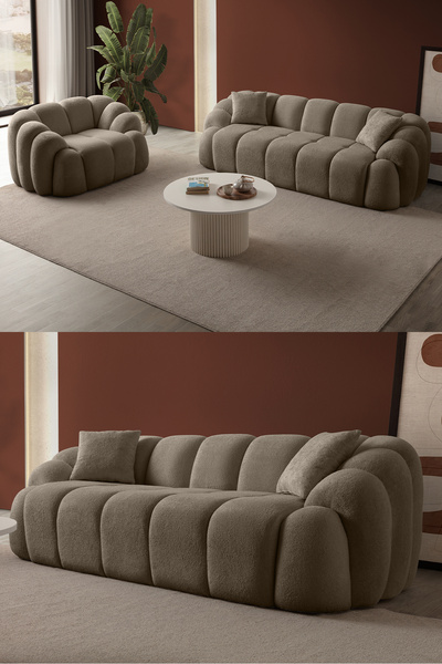 Eymense Bubble Koltuk Takımı 3+3+1 Kahverengi