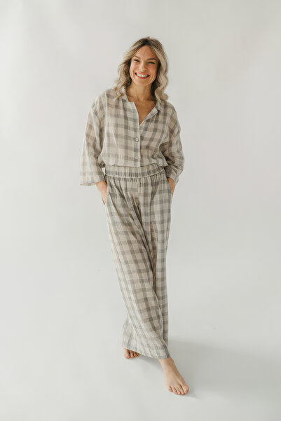 İKİKIZ Gray Plaid Palazzo Pants
