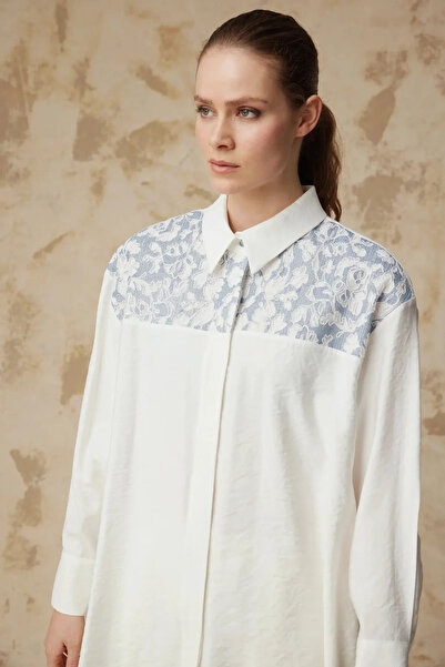 Zühre Desen Detaylı Ekru Tunik 1637