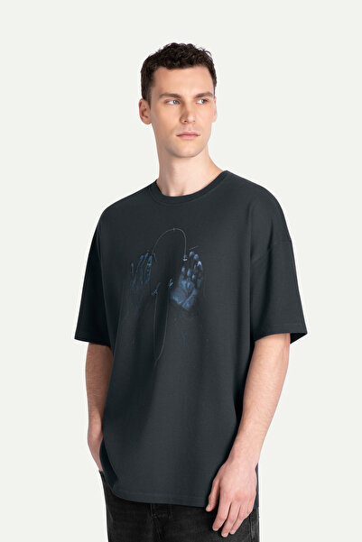 KAFT Tricou oversize/relax pentru bărbați, albastru marin - 100% bumbac |   (Ruxs)