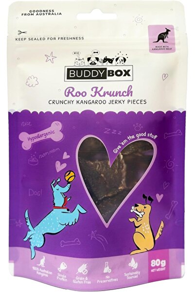 BUDDYBOX Roo Krunch, Air Dried Crunchy Kangaroo Dog Treats, Natural Low Fat, ...
