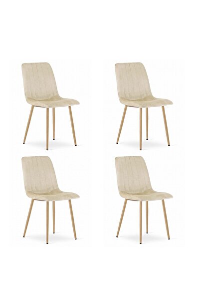 Artool Set 4 scaune bucatarie/living, Artool, Lava, catifea bej deschis, pici...