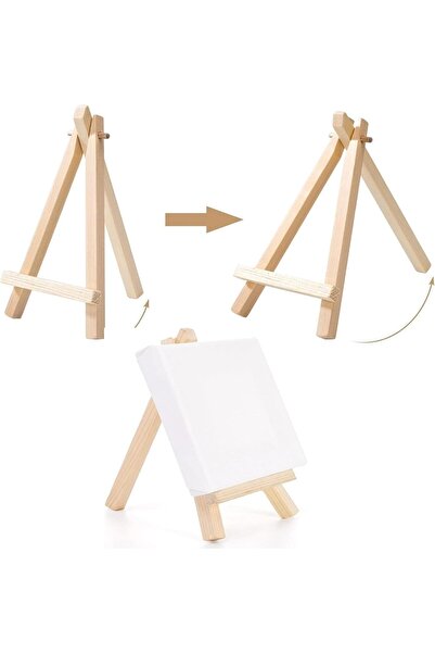 gebzeli Mini Şövale + Tuval 10*10cm 2li Set