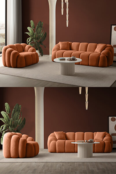 Eymense Bubble Koltuk Takımı 3+3+1+1 Kiremit