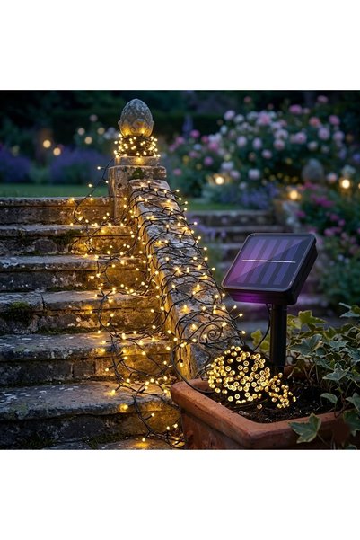 gaman 22 Metre Güneş Enerjili LED-Bahçe,Balkon ve Dekorasyon İçin Su Geçirmez Solar LED Işık Zinciri 8 Mod