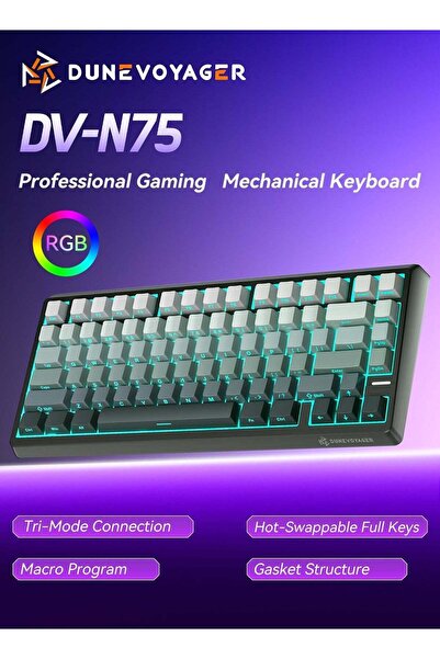 DuneVoyager DV-N75 75% Mechanical Keyboard with Triple-Mode Pads, 5-Layer Pad...