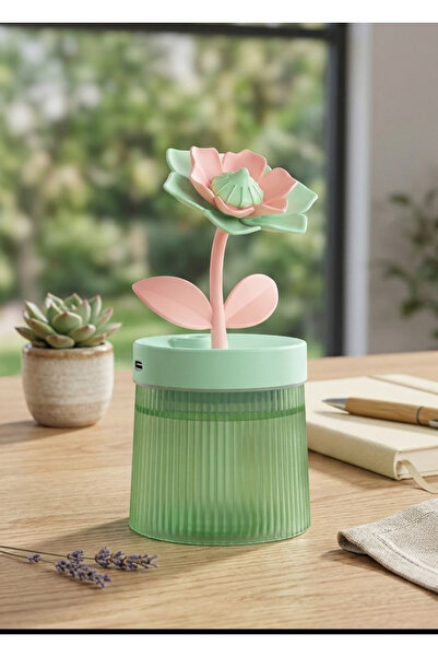 CaseTechnoo Çiçek Modelli Işıklı Hava Nemlendirici Buhar Makinesi Aroma Difüzörü