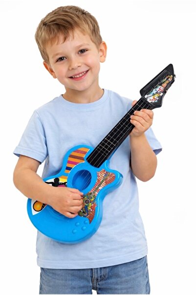 GÜZELYÜZ AVM Klasik Gitar Mavi Renk Oyuncak Gitar 23 Nisan Gösteri Gitarı Çoc...