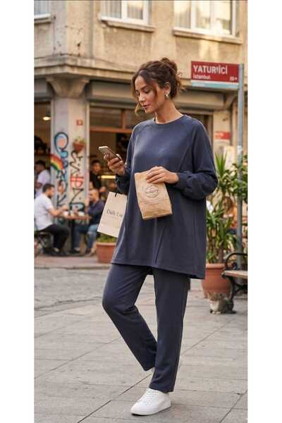 Efza Koyu lacivert tunik pantolon takım