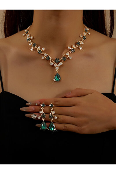 Take Two By Styli 2-Piece Rhinestone Drop Embellished Necklace and Earrings J...