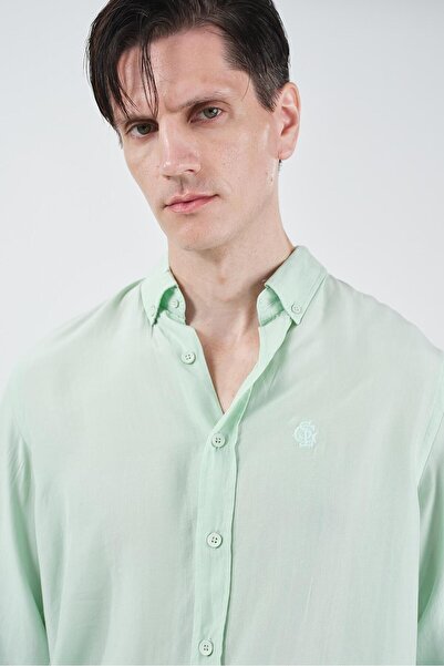 GIESTO lejer CĂMAȘĂ REGULAR FIT MENTĂ DIN TENCEL