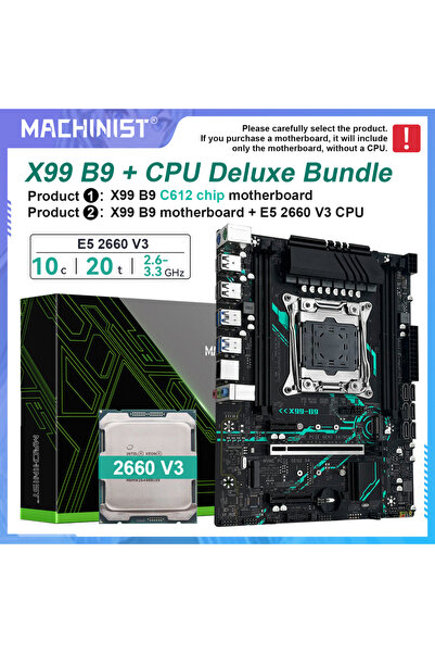 Choice1 لوحة أم MACHINIST X99 B9 A2011-3 (مجموعة اختيارية) معالج Intel Xeon E...