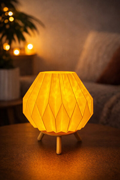 nk3d Origami Dekoratif Masa Lambası – Modern Tripod Gece Lambası Minimal Ev A...
