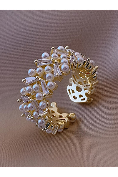 Take Two By Styli Faux Pearl Crystals Ring