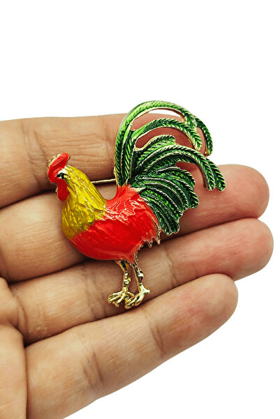 BB BİBUTİKSHOP Royal Rooster Renkli Horoz Figürlü Dekoratif Broş