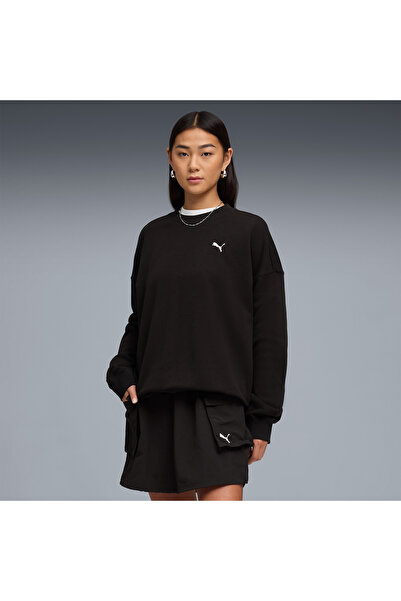 Puma Wardrobe Essentials Crew Kadın Siyah Sweatshirt