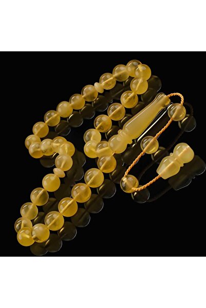 TESBİHCİBABA Systematic Drip Amber Prayer Beads with Smoky Structure