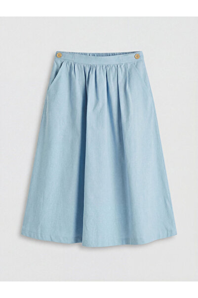 LC Waikiki Μπλε Κοριτσίστικη Φούστα Λινό Μικτού Σχεδίου