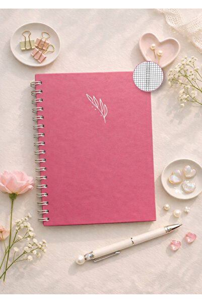 Lizy دفتر ملاحظات بغلاف صلب حلزوني - بنقش مربعات - 17x24 سم